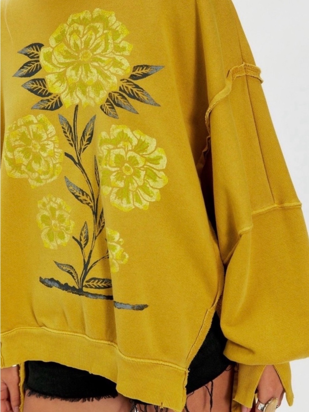 Free People We The Free Graphic Camden Pullover. NWT. Lemon party combo - Picture 3 of 8